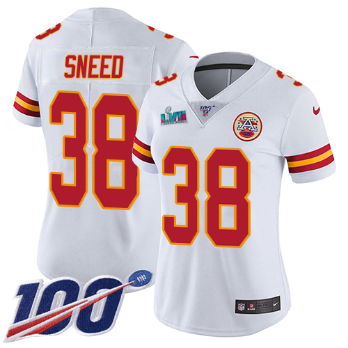 Chiefs #38 LâJarius Sneed White Super Bowl Lvii Patch WomenâS Stitched Nfl 100Th Season Vapor 